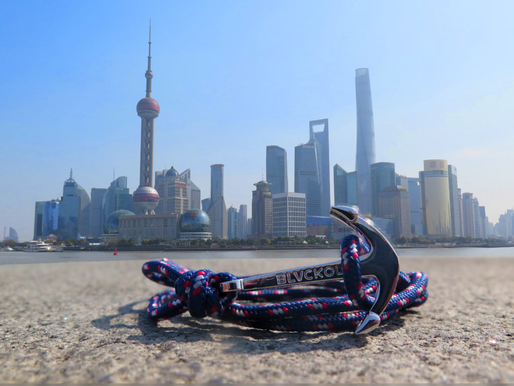 Anchor bracelet at shanghai skyline